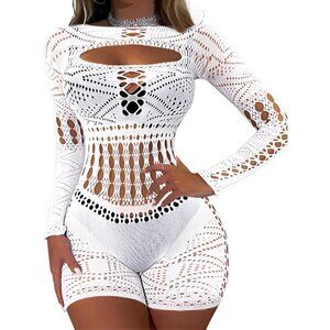 Sexy Fishnet Bodystocking Bodysuit for Women Sesiwadbe Bodycon Jumpsuit